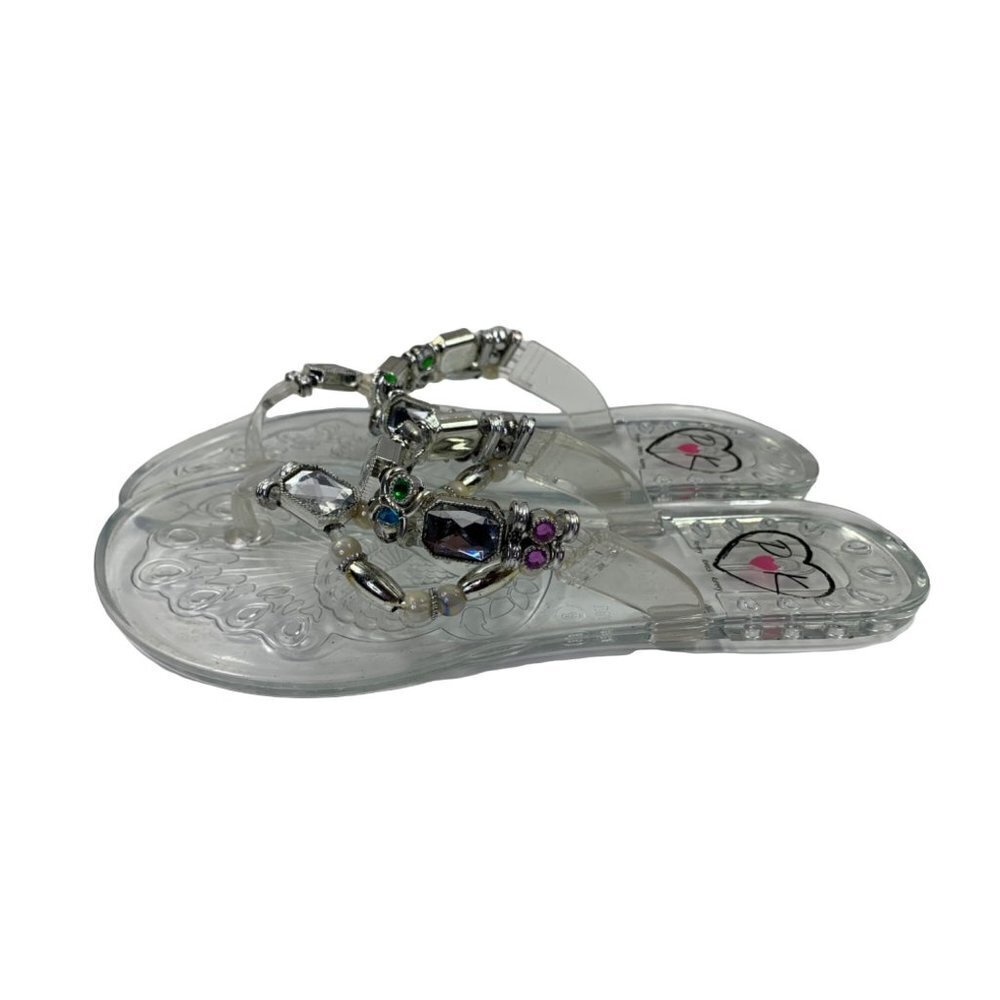 PK Women's Clear Flip Flop Sandals with Gems